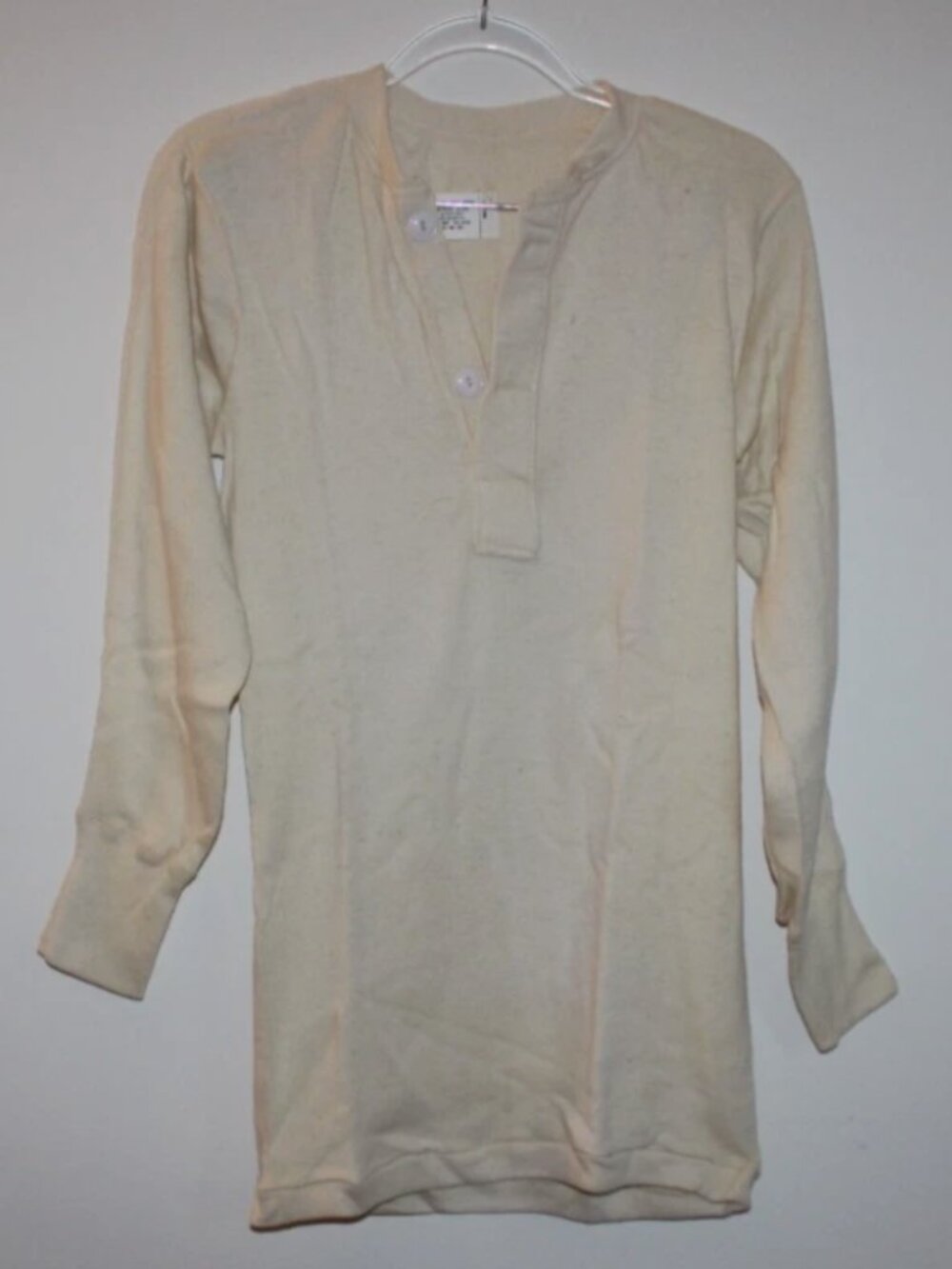 NOS Vintage 1985 US Military Wool Blend Henley Shirt Undershirt Sz S Halloween